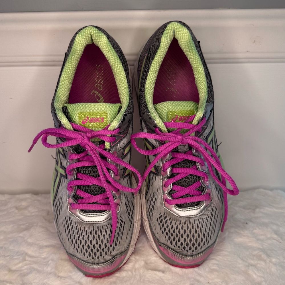 Asics Women's Athletic Shoes - Gray and Pink with Green Accents size 9.5 - Picture 7 of 10